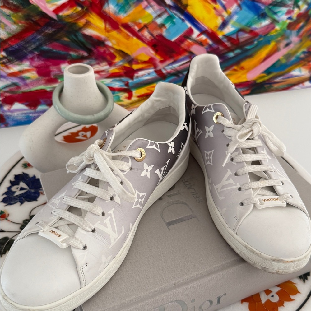Louis Vuitton Women's White and Gray Sneakers
